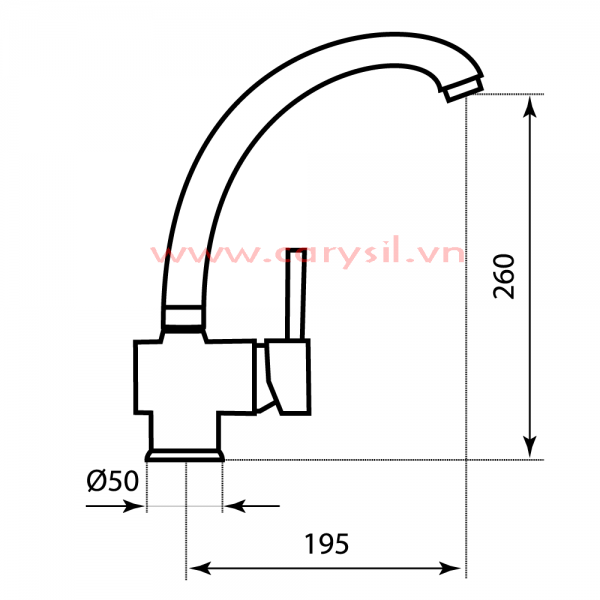 Kích thước chi tiết Vòi Rửa Chén Bát Cao Cấp Argo - Mã G-2411